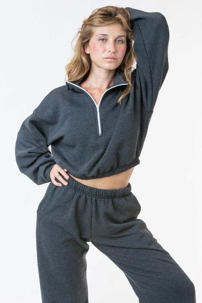 Los Angeles Apparel F396 - Flex Fleece Half Zip Cropped Pullover 1