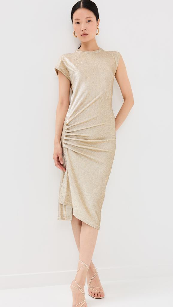 rabanne Gold Drape Pression Dress