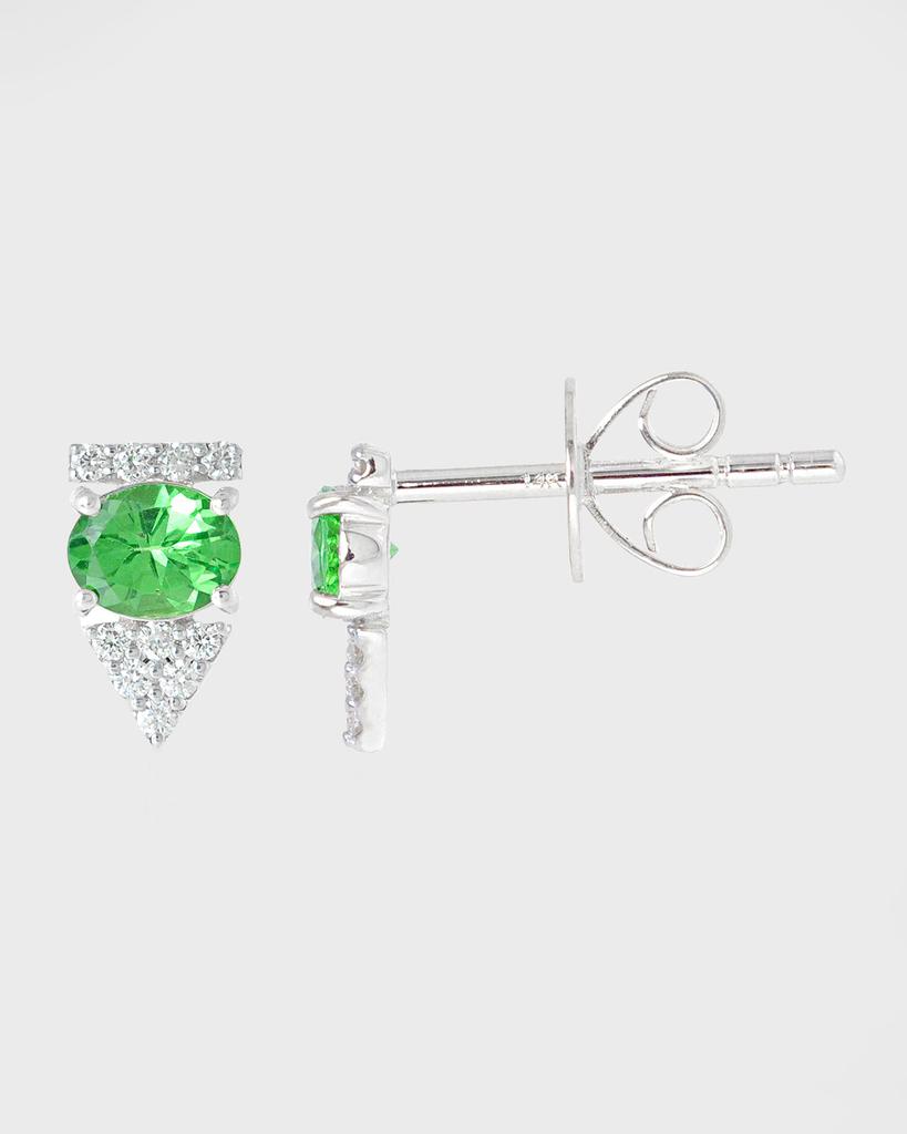 Stevie Wren 14K White Gold Tsavorite Doublet & Diamond Arrow Stud Earring, Single