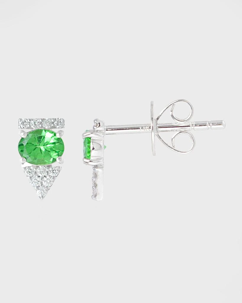 Stevie Wren 14K White Gold Tsavorite Doublet & Diamond Arrow Stud Earring, Single 1