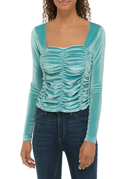 Love, Fire Women
s  Ruched Velvet Top 1