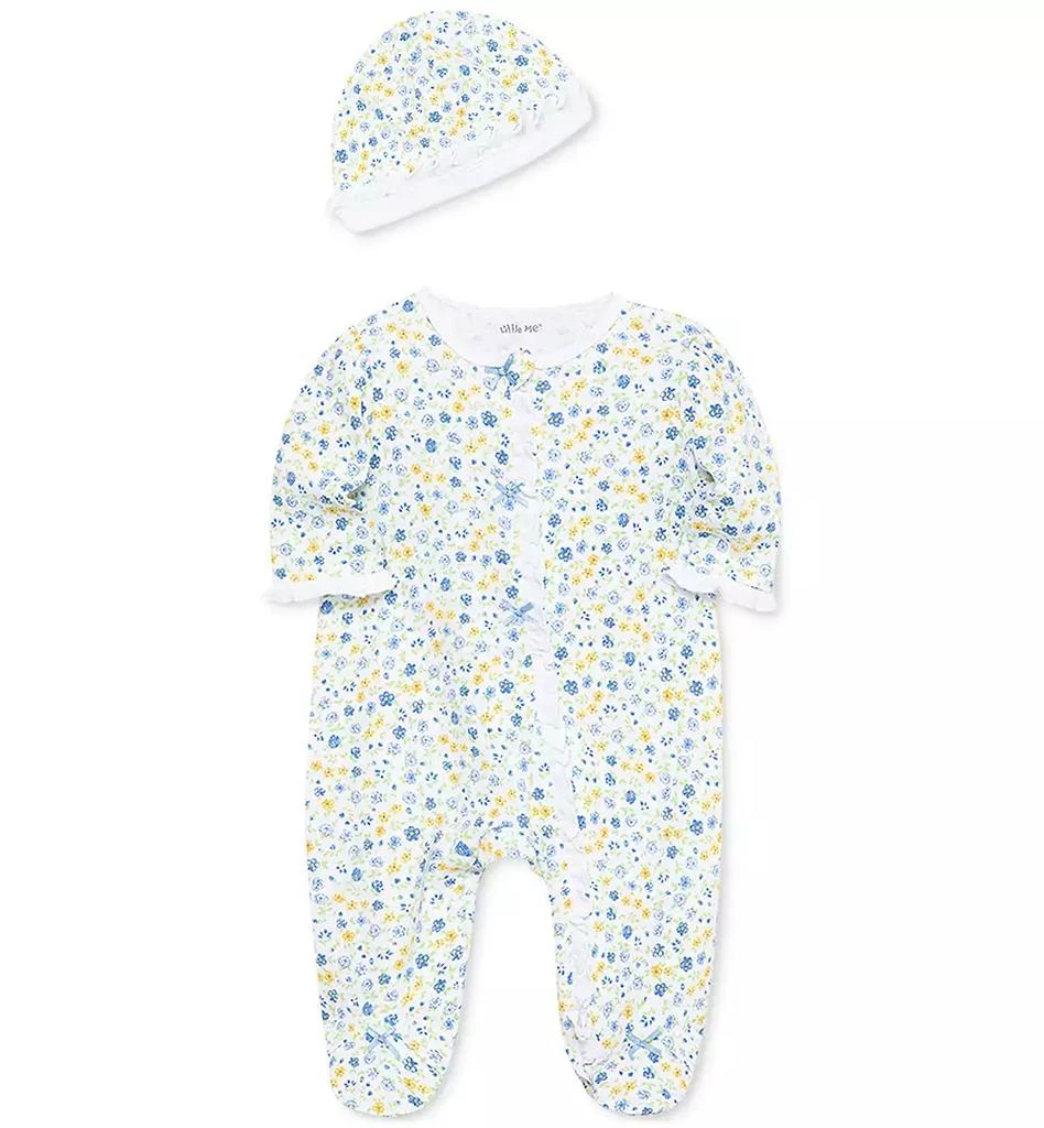 Little Me Baby Girls Dainty Blossoms Coverall and Hat, 2 Piece Set 3