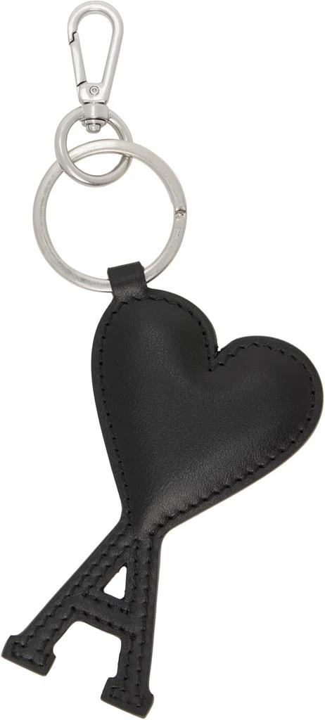AMI Silver 
Black Leather Ami de Coeur Keychain