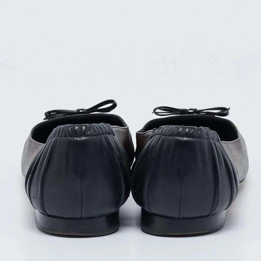 Louis Vuitton Louis Vuitton Black Leather and Monogram Canvas Joy Ballet Flats Size 36 5