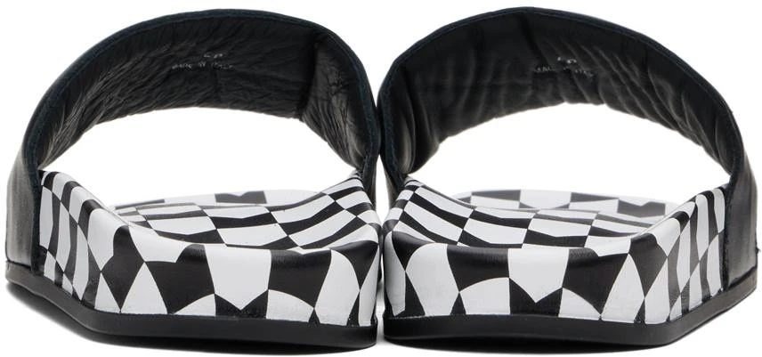 Rhude Black Checkered Leather Slides 2