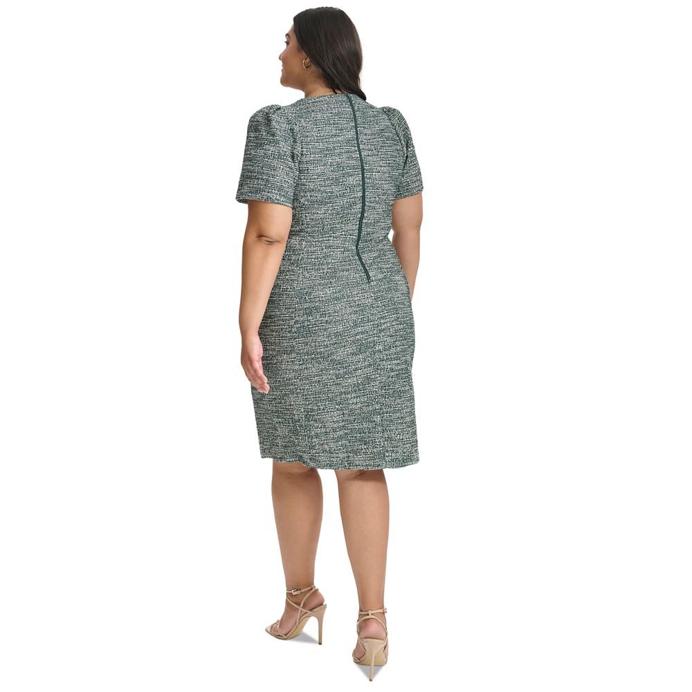 Calvin Klein Plus Size Jewel-Neck Tweed Sheath Dress