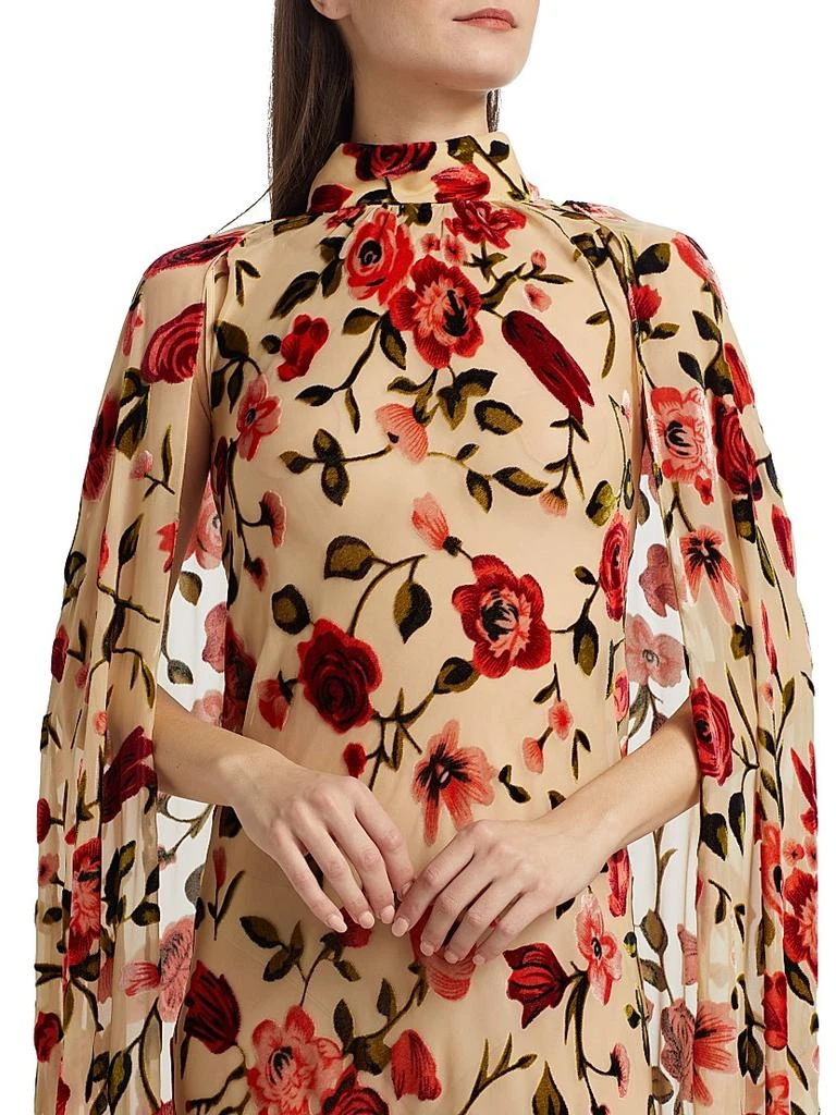 Rodarte Floral Velvet Devoré Cape Gown 6