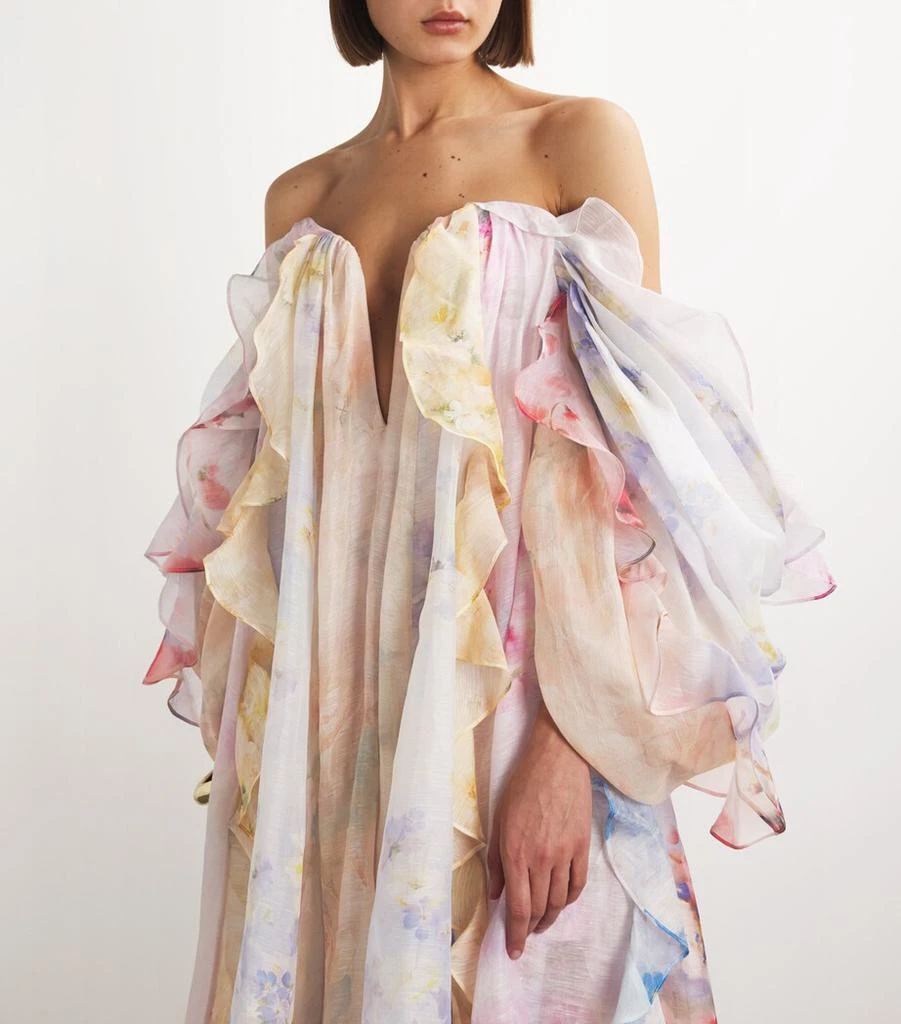 Zimmermann Linen-Silk Strapless Midi Dress 6