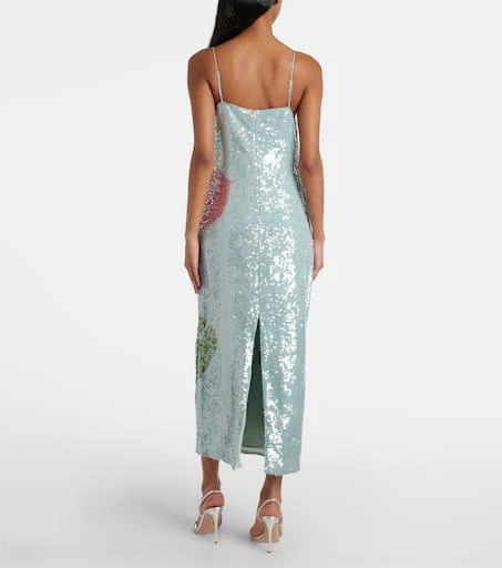 Farm Rio Anthurium printed embellished slip dress 3