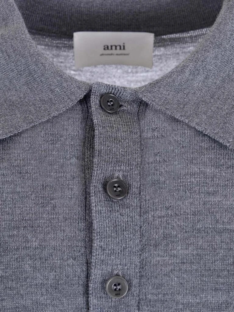 AMI AMI Paris Long Sleeved Knitted Polo Shirt 4