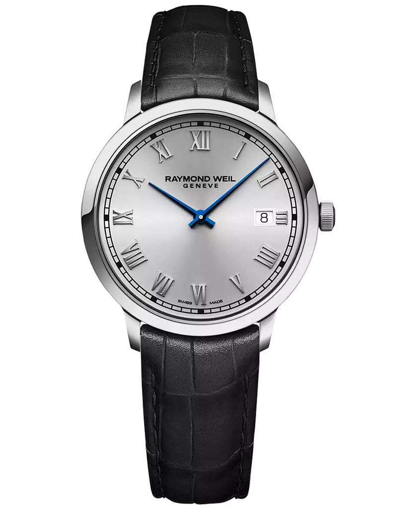 Raymond Weil Women's Swiss Toccata Black Leather Strap Watch 39mm