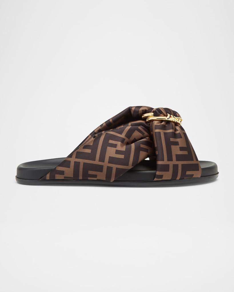 Fendi Fendi Sunshine Denim-Effect Jacquard Platform Slides