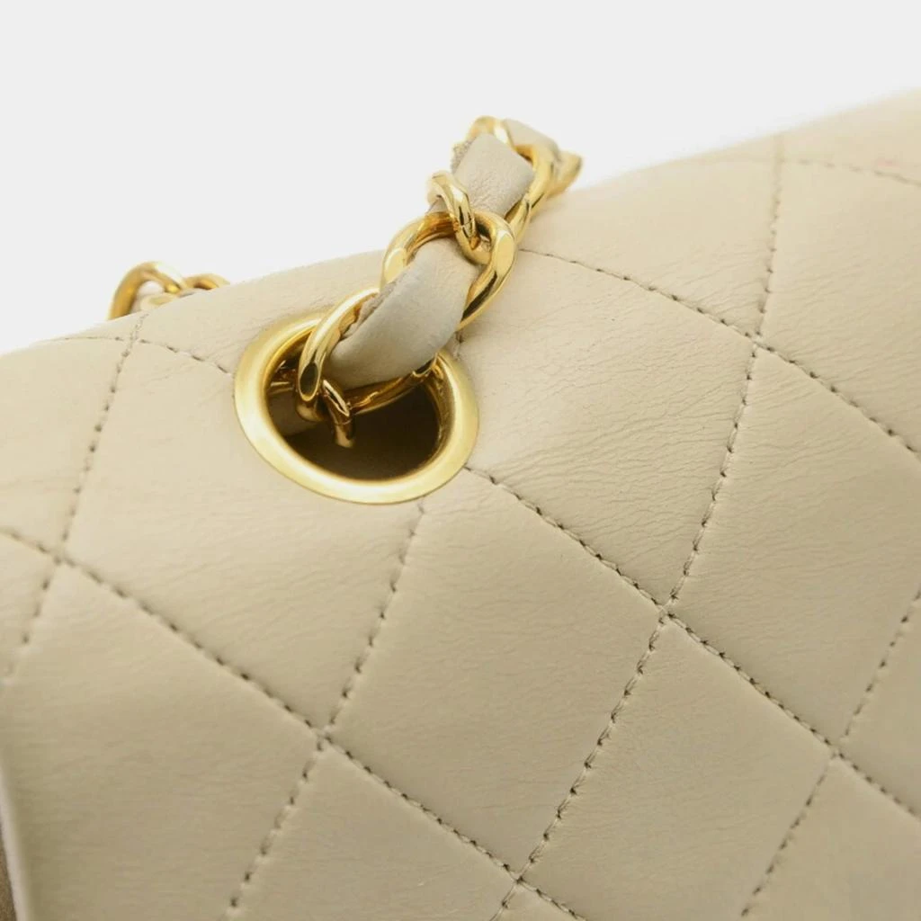 Chanel Chanel Light Beige Lambskin Leather Classic Double Flap Shoulder Bag 4