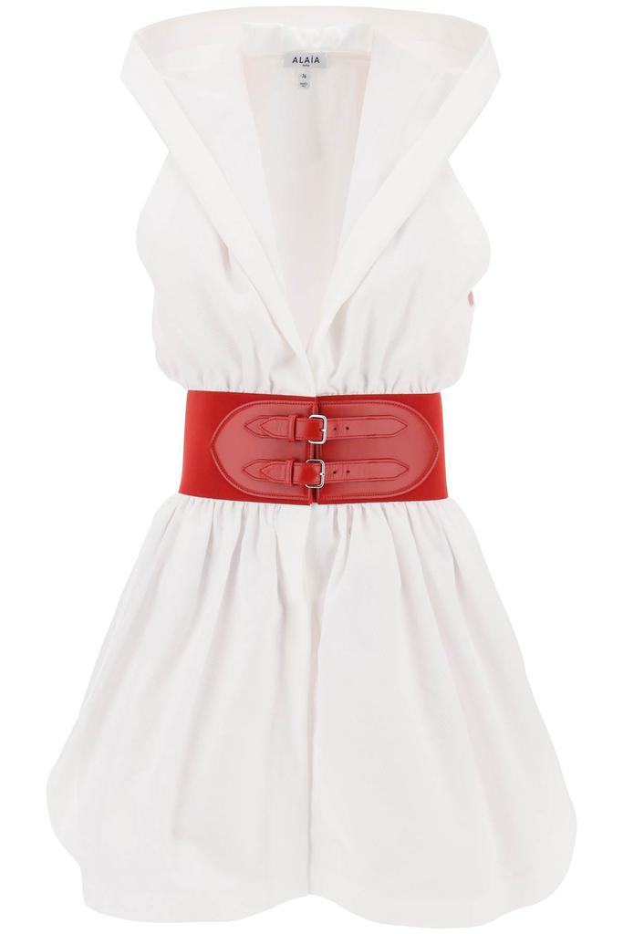 ALAIA hooded mini dress with belted waist