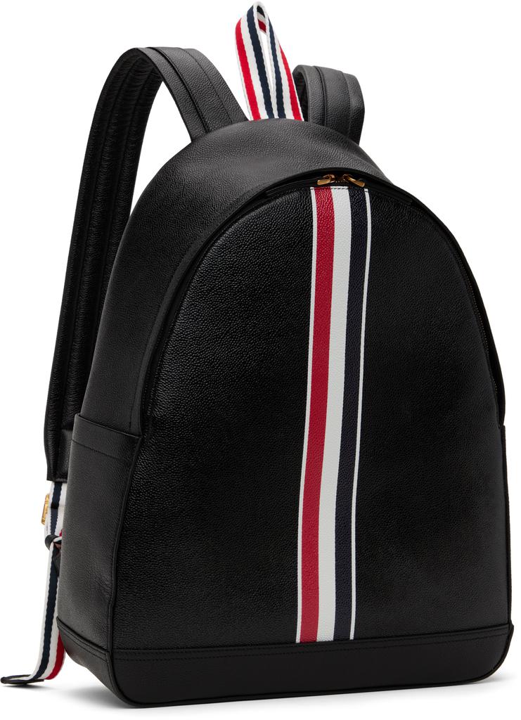 Thom Browne Black Pebble Grain RWB Stripe Backpack