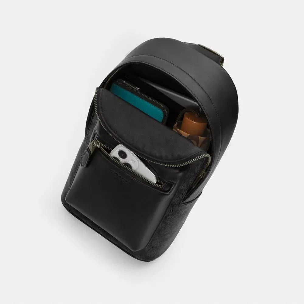 Coach West Pack In Signature Canvas With Varsity Stripe 5