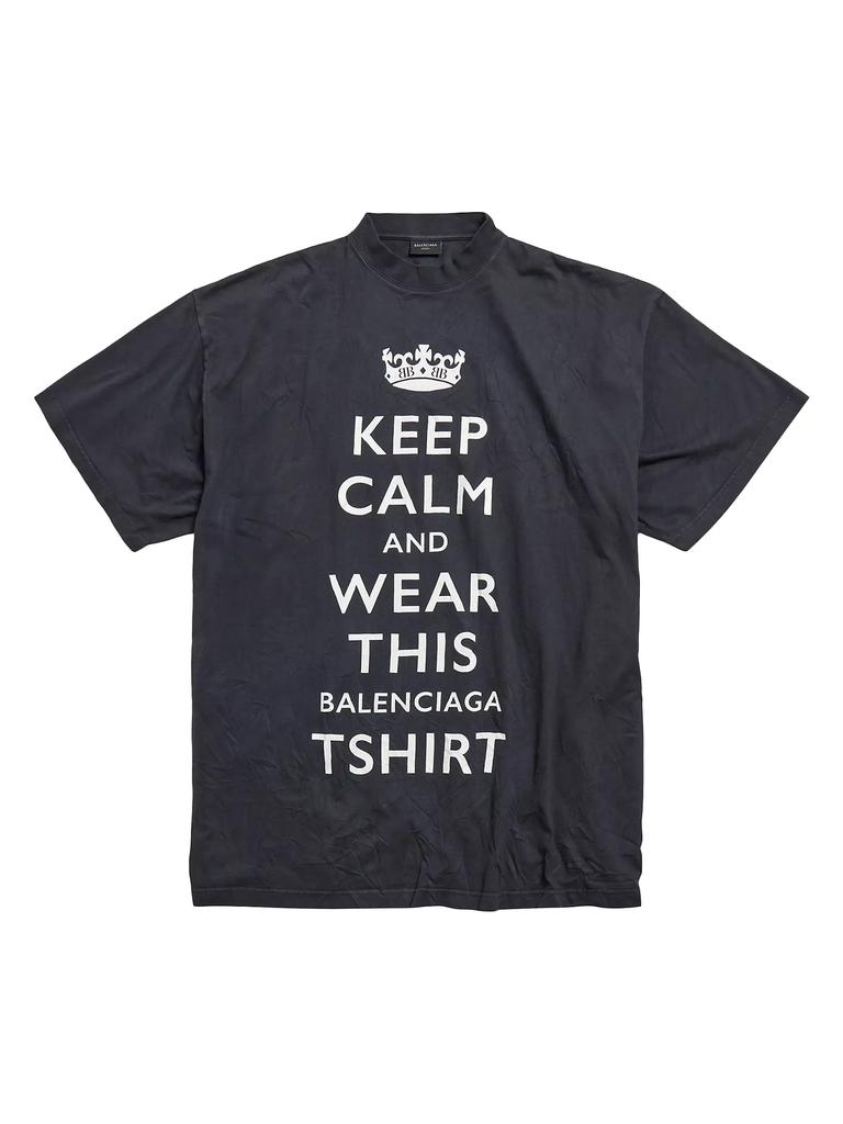 【関税＆送料込み】Balenciaga Cropped T-Shirt Keep Calm Balenciaga Keep Calm T-shirt | Black | FARFETCH ID