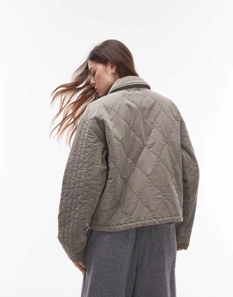 Topshop Topshop liner jacket with quilting in grey 2