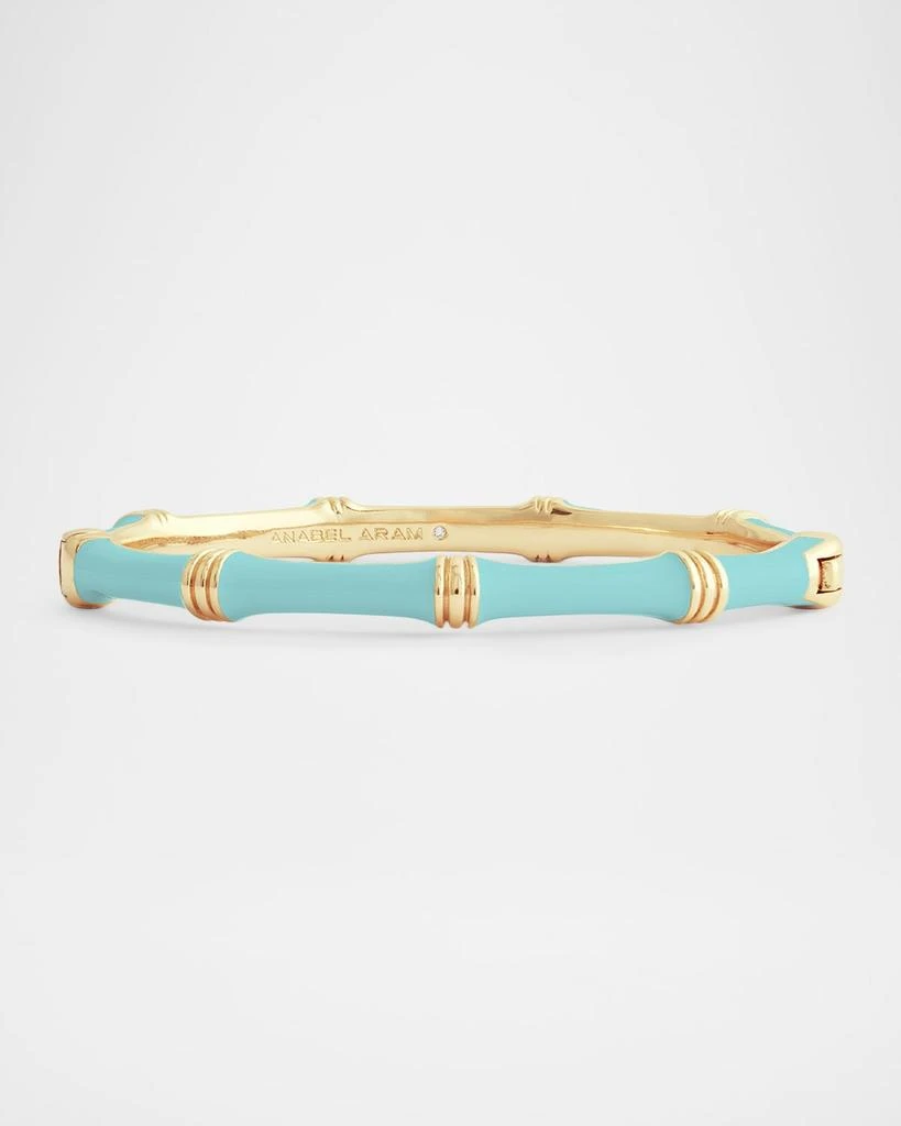 Anabel Aram Jewelry Bamboo Enameled Hinged Bangle, Turquoise