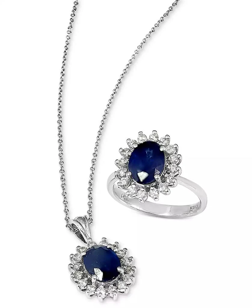 Effy EFFY® Sapphire and Diamond Oval Pendant in 14k White Gold and 14k Yellow Gold, Created for Macy
s (Also available in Emerald) 3