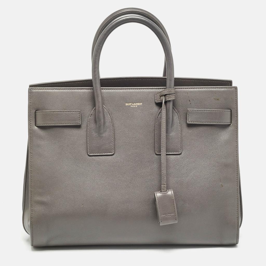 Saint Laurent Saint Laurent Grey Leather Small Classic Sac De Jour Tote