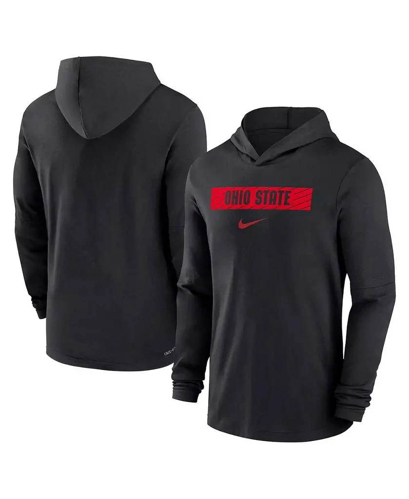 NIKE Men's Black Ohio State Buckeyes Sideline Hoodie Performance Long Sleeve T-Shirt 1