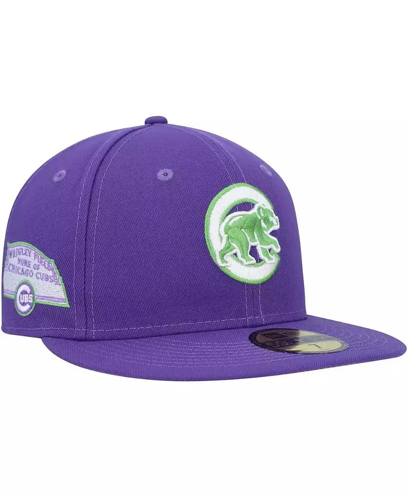 New Era Men's Purple Chicago Cubs Lime Side Patch 59FIFTY Fitted Hat 1