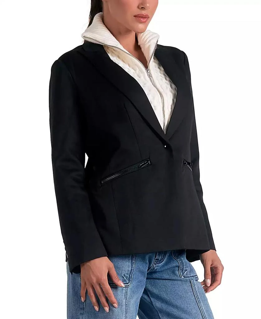 Elan Women's Long-Sleeve Peak-Lapel Blazer Sweater 3