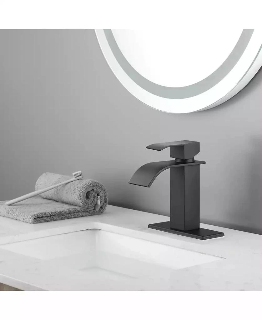Flynama Waterfall Spout Bathroom Faucet,Single Handle Bathroom Vanity Sink Faucet 7