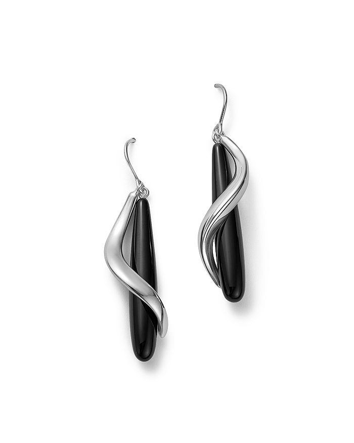 Bloomingdale's Onyx Spiral Drop Earrings in Sterling Silver