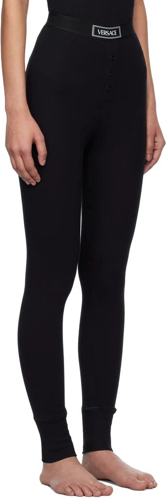 Versace Black 90s Vintage Logo Ribbed Leggings 2