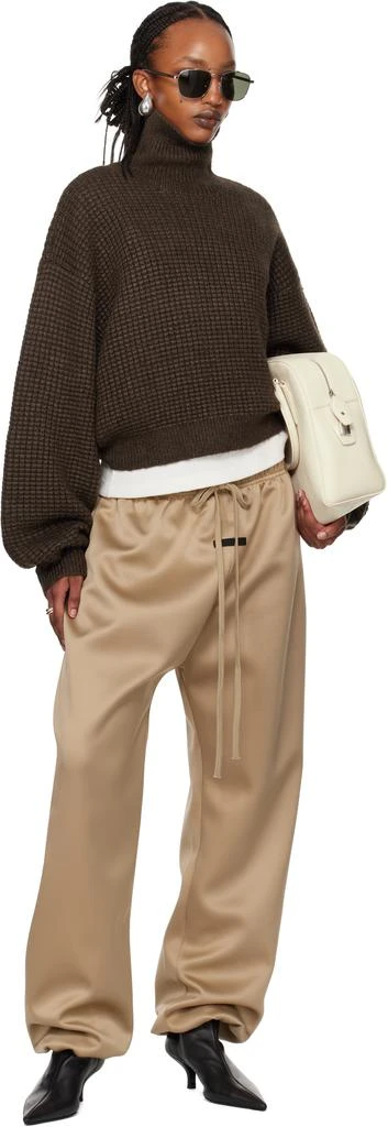 Essentials Brown Heavy Waffle Turtleneck 5