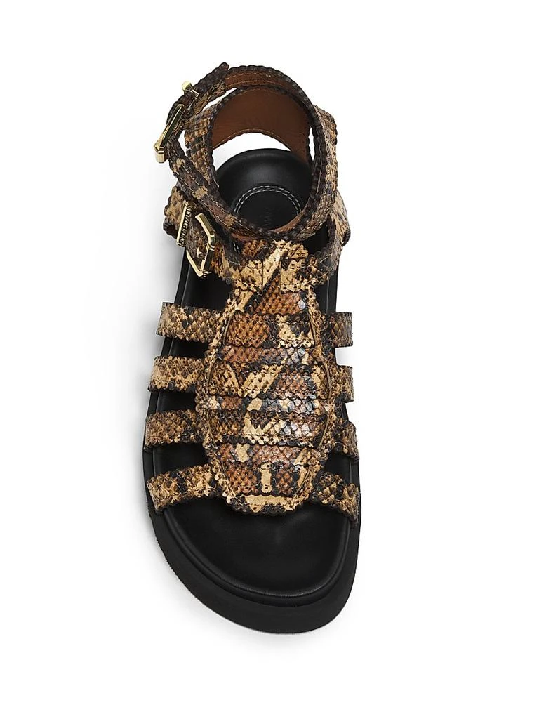 Zimmermann Goldie Snake-Embossed Leather Gladiator Sandals 4
