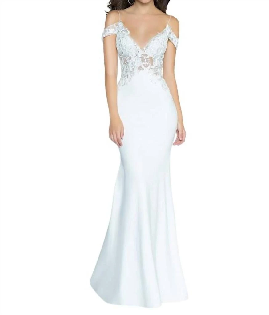 Val Stefani Jersey Mermaid Wedding Dress In Ivory 1