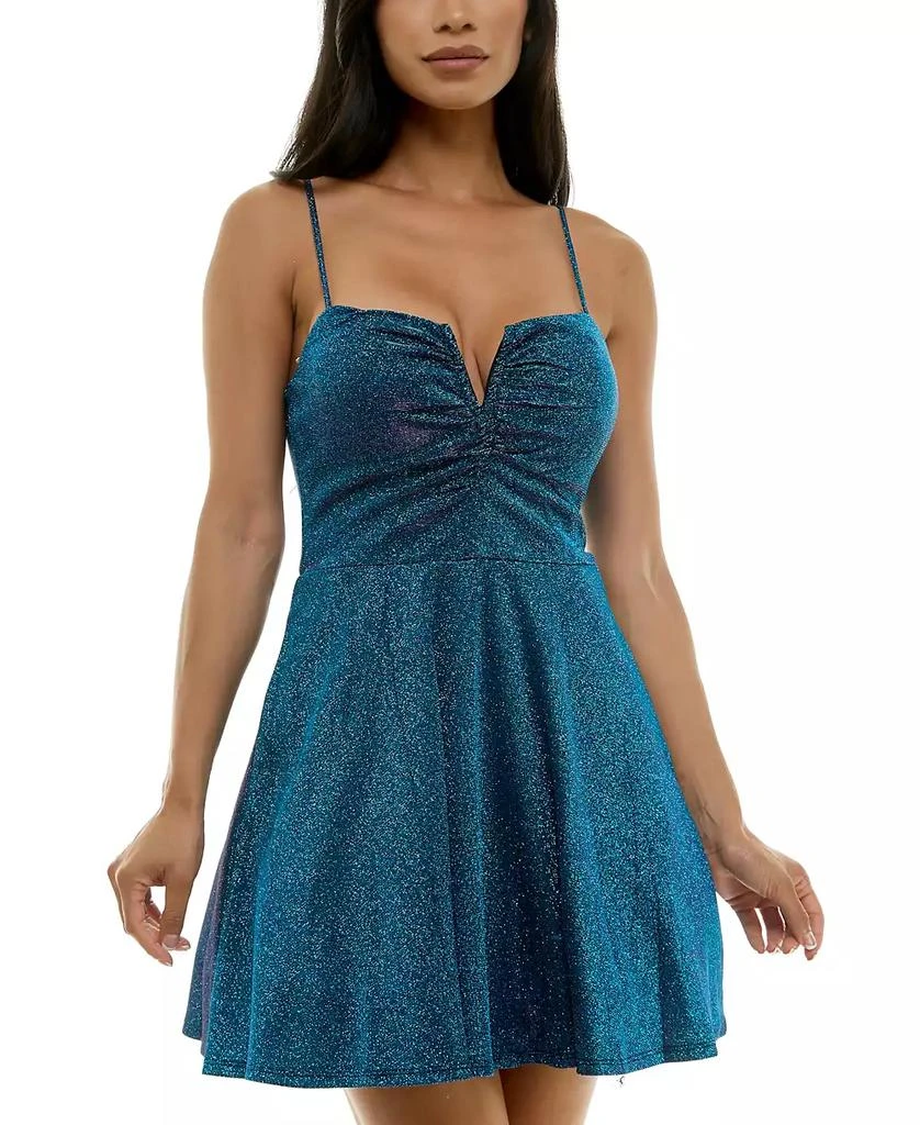 Crystal Doll Juniors' Notch V-Neck Sleeveless Fit & Flare Dress 3