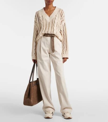 Brunello Cucinelli Open-knit jute and cotton-blend sweater 2