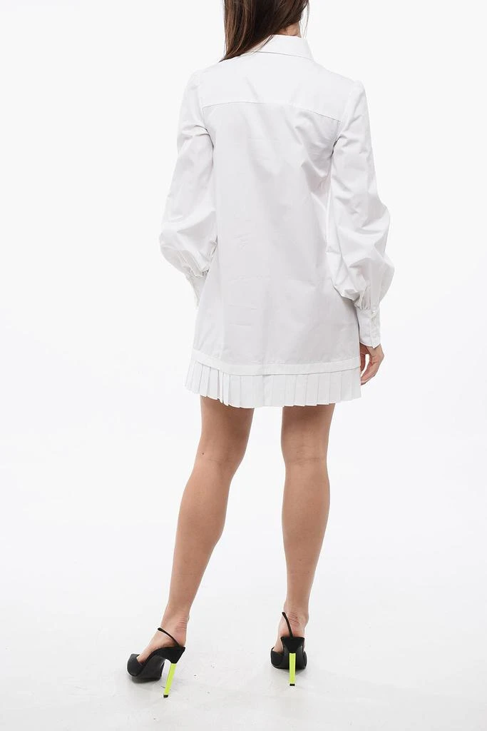 Off-White Off-White Popeline Shirt Dress with Pleated Hem 2
