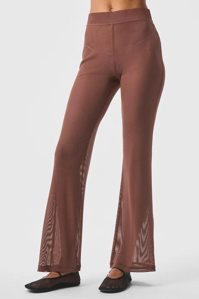 Alo Striped Mesh Tropical Nights Flare Pant - Chestnut 1