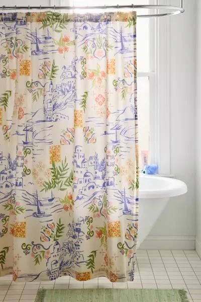 Urban Outfitters Santorini Patterned Shower Curtain 1