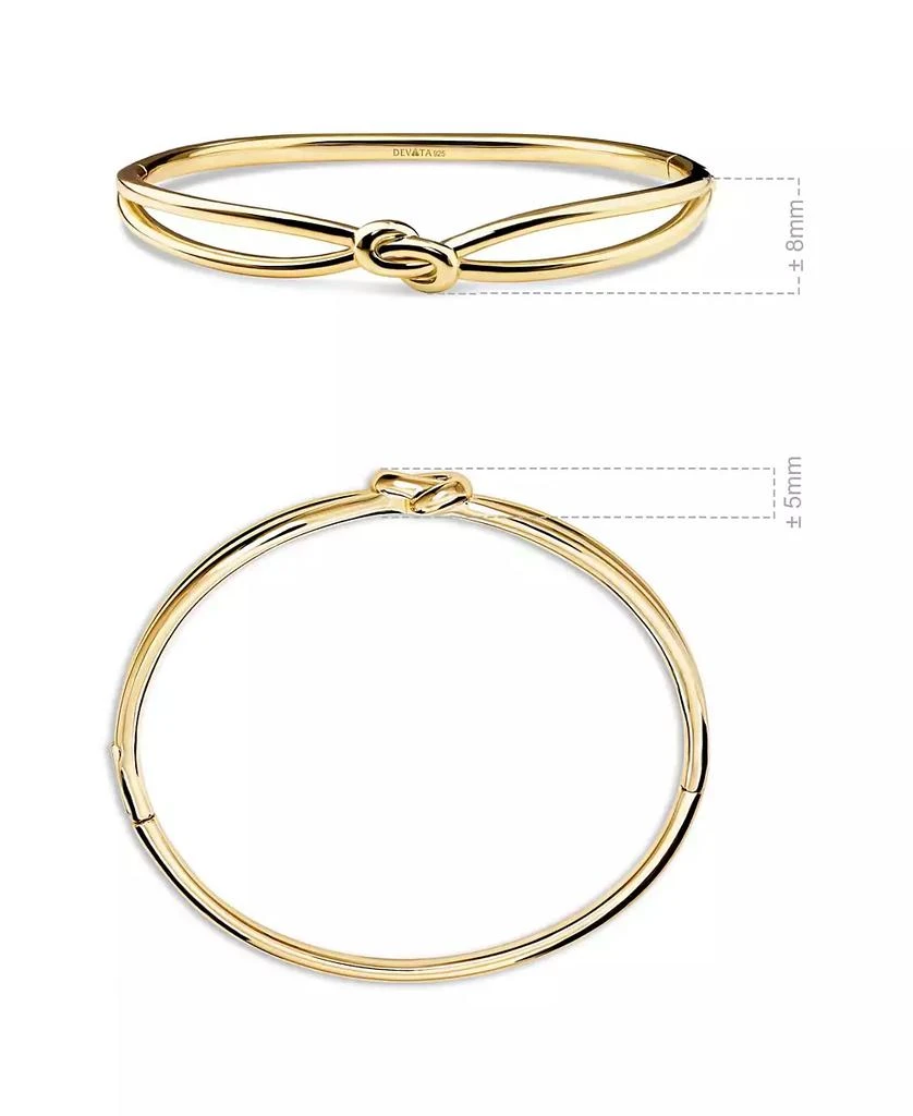 DEVATA Love Knot Bangle Bracelet in Gold Plated Sterling Silver 7
