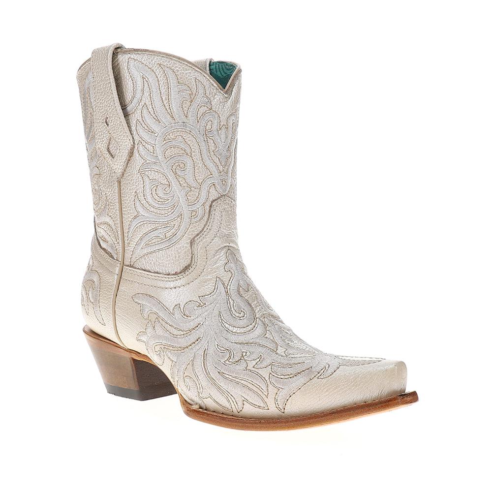 Corral Boots Ankle Embroidered Snip Toe Pull On Cowboy Booties
