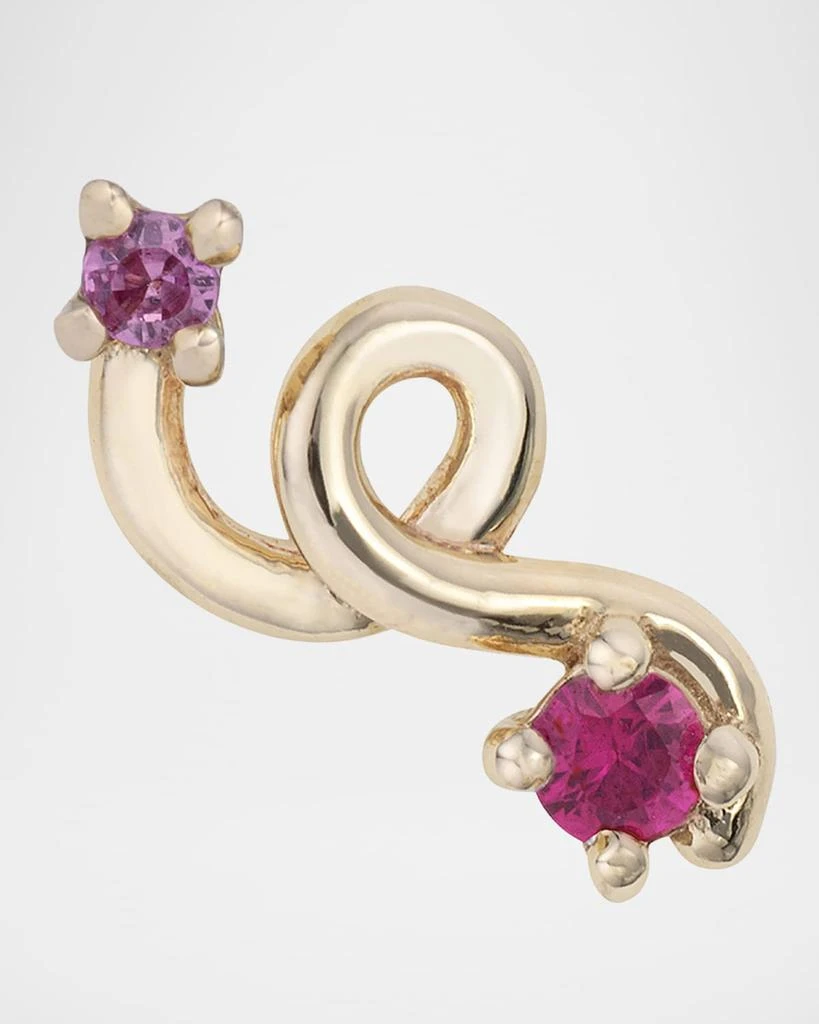 Bea Bongiasca 9K Yellow Gold Ruby and Pink Sapphire Mini Loop Earring, Single