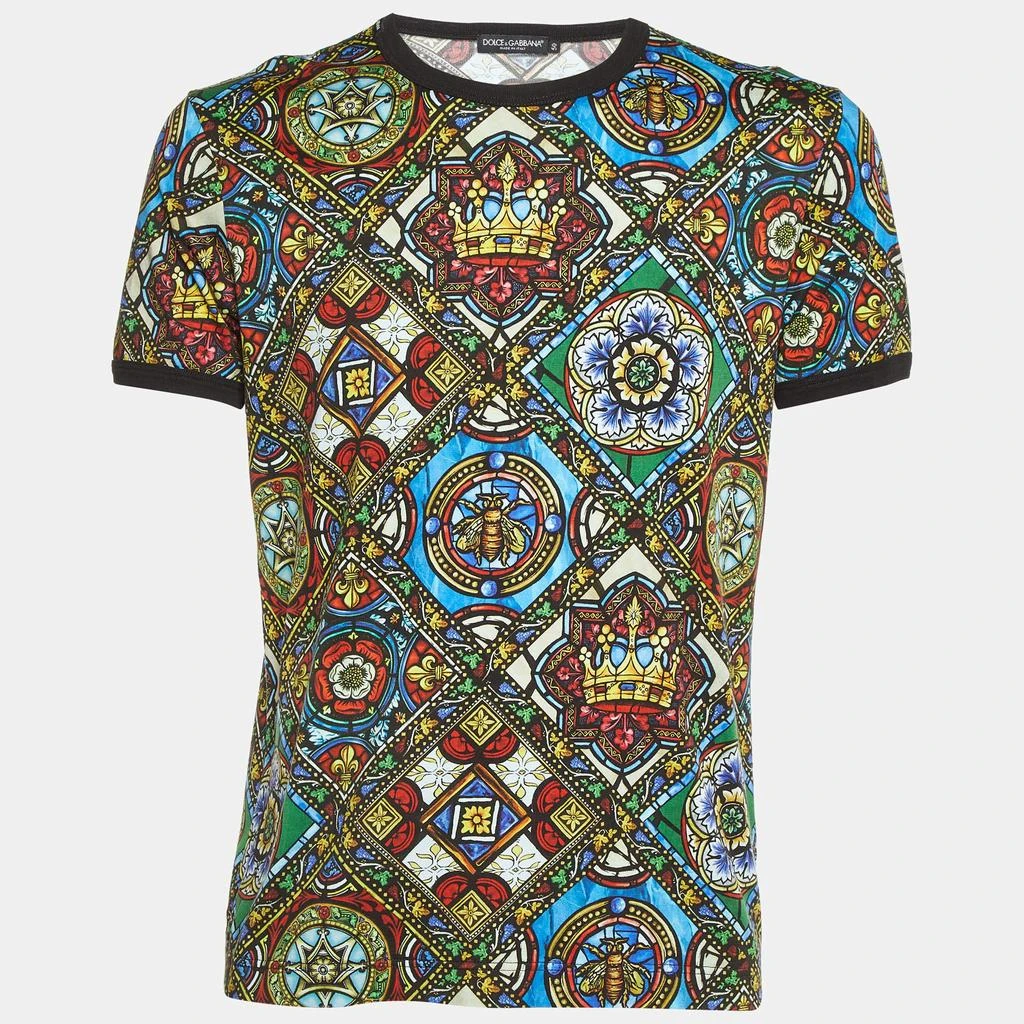 Dolce & Gabbana Dolce & Gabbana Multicolor Printed Cotton Knit T-Shirt L 1