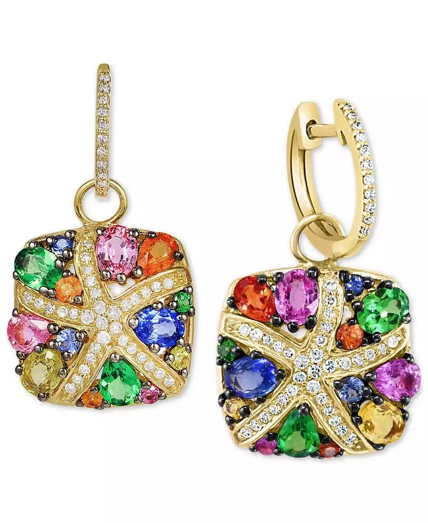 Effy EFFY® Multicolor Sapphire (3-1/3 ct. t.w.) and Diamond (1/4 ct. t.w.) Starfish Earrings in 14k Gold, Created for Macy's 3