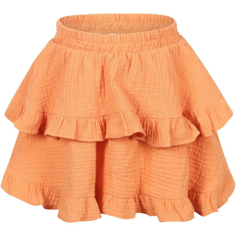 Devotion Tiered ruffled cotton skirt in orange 1