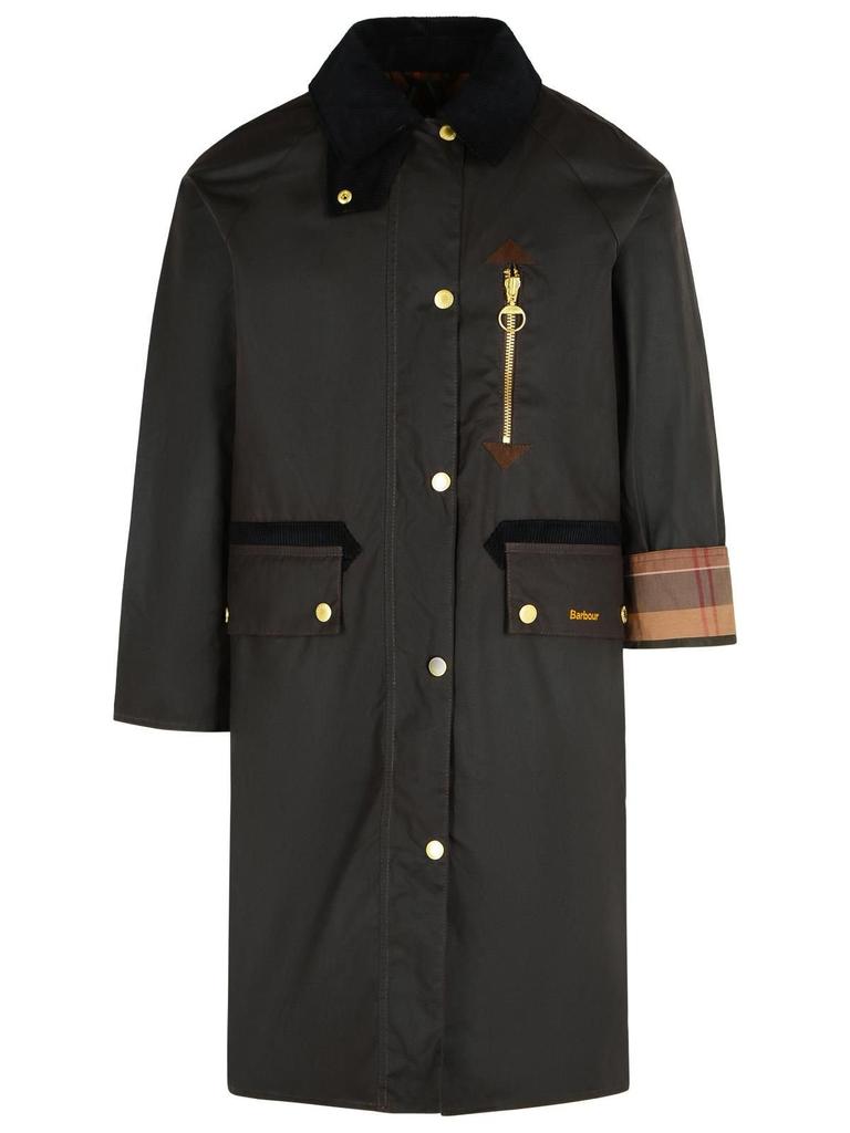 Shop Barbour Singled Breasted Zip Detailed Coat on Sale at