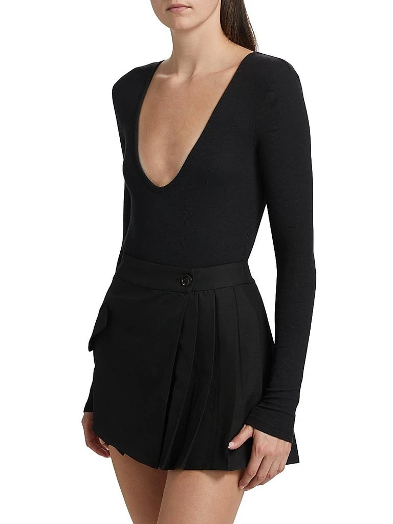 ATM Anthony Thomas Melillo Rib-Knit V-Neck Bodysuit 4
