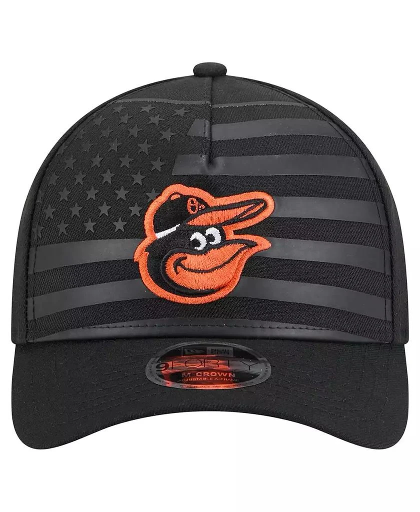 New Era Men's Black Baltimore Orioles American Flag 9FORTY M-Crown A-Frame Adjustable Hat 2