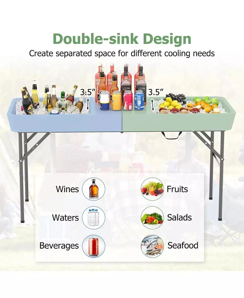 Mecale 5 FT Folding Ice Cooler Table with Double Sinks for Camping Party Picnic Wedding 7