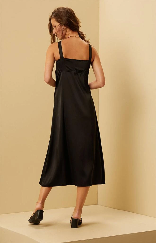 Beverly and Beck Satin Lace Trim V-Neck Midi Dress 4